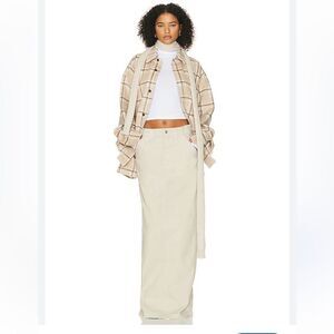 NWT Helsa Workwear Long Skirt in Taupe cotton canvas maxi Revolve FWRD XXS